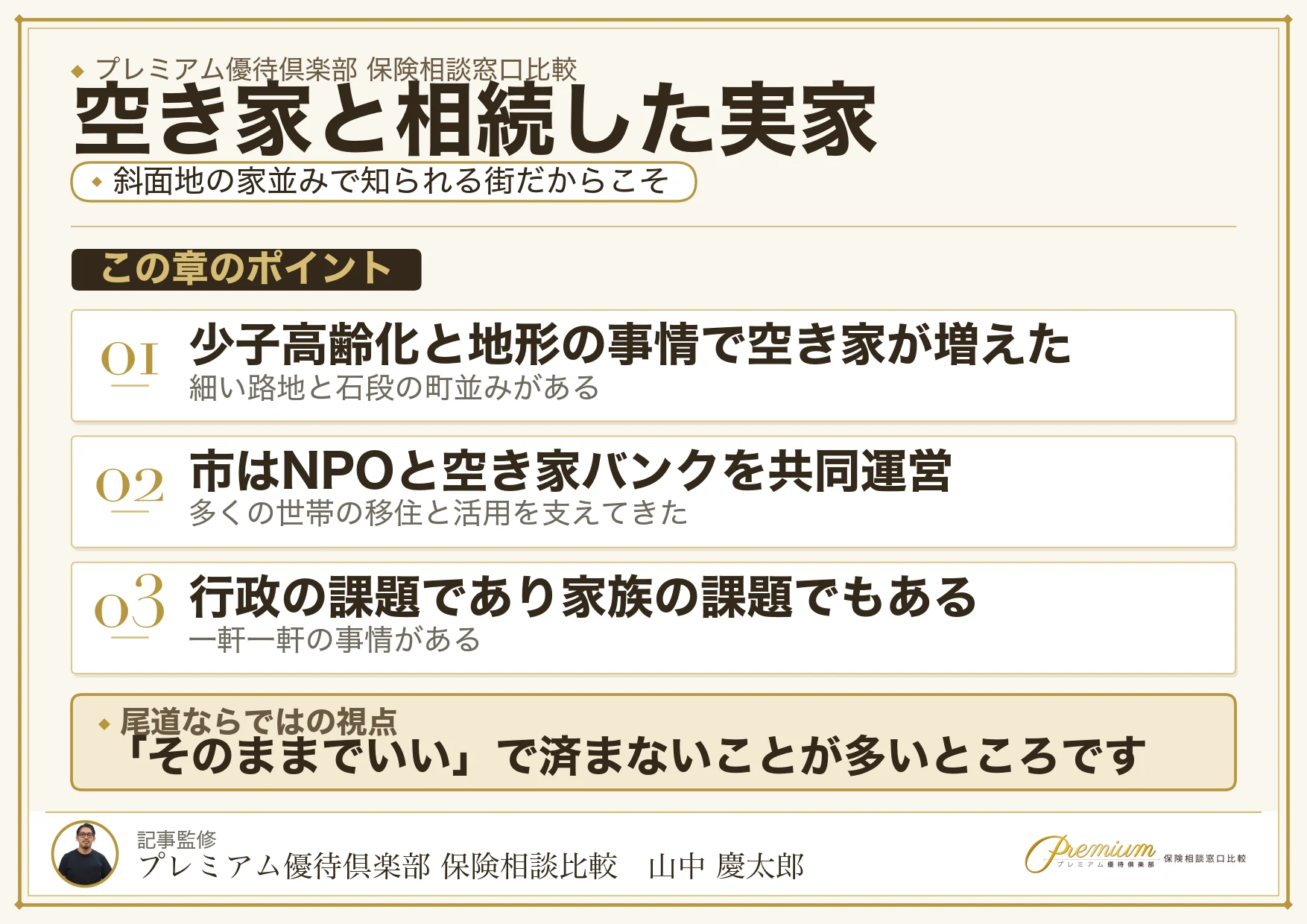 尾道で空き家と相続した実家の保険を考える図解