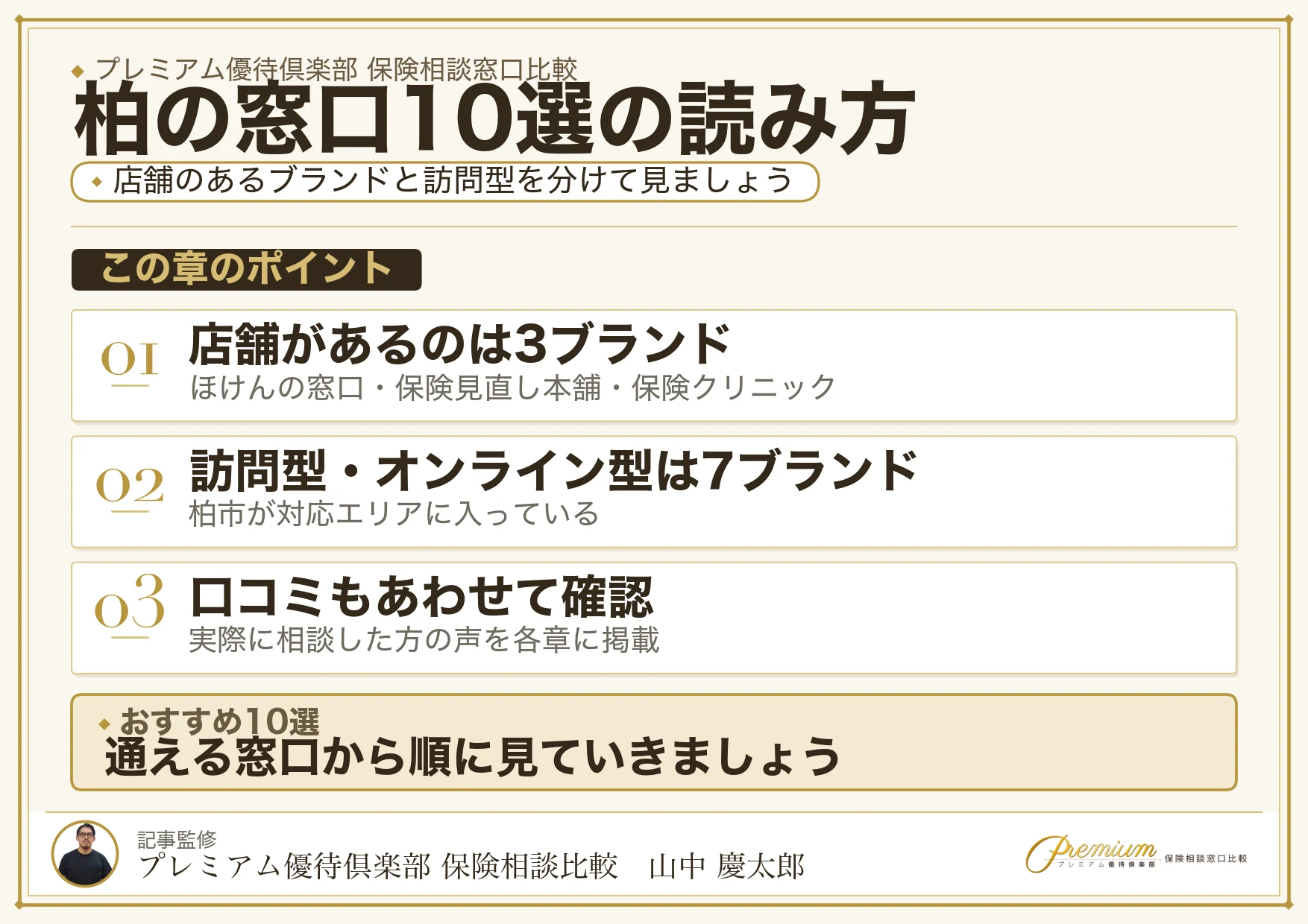 柏でおすすめの保険相談窓口10選の読み方