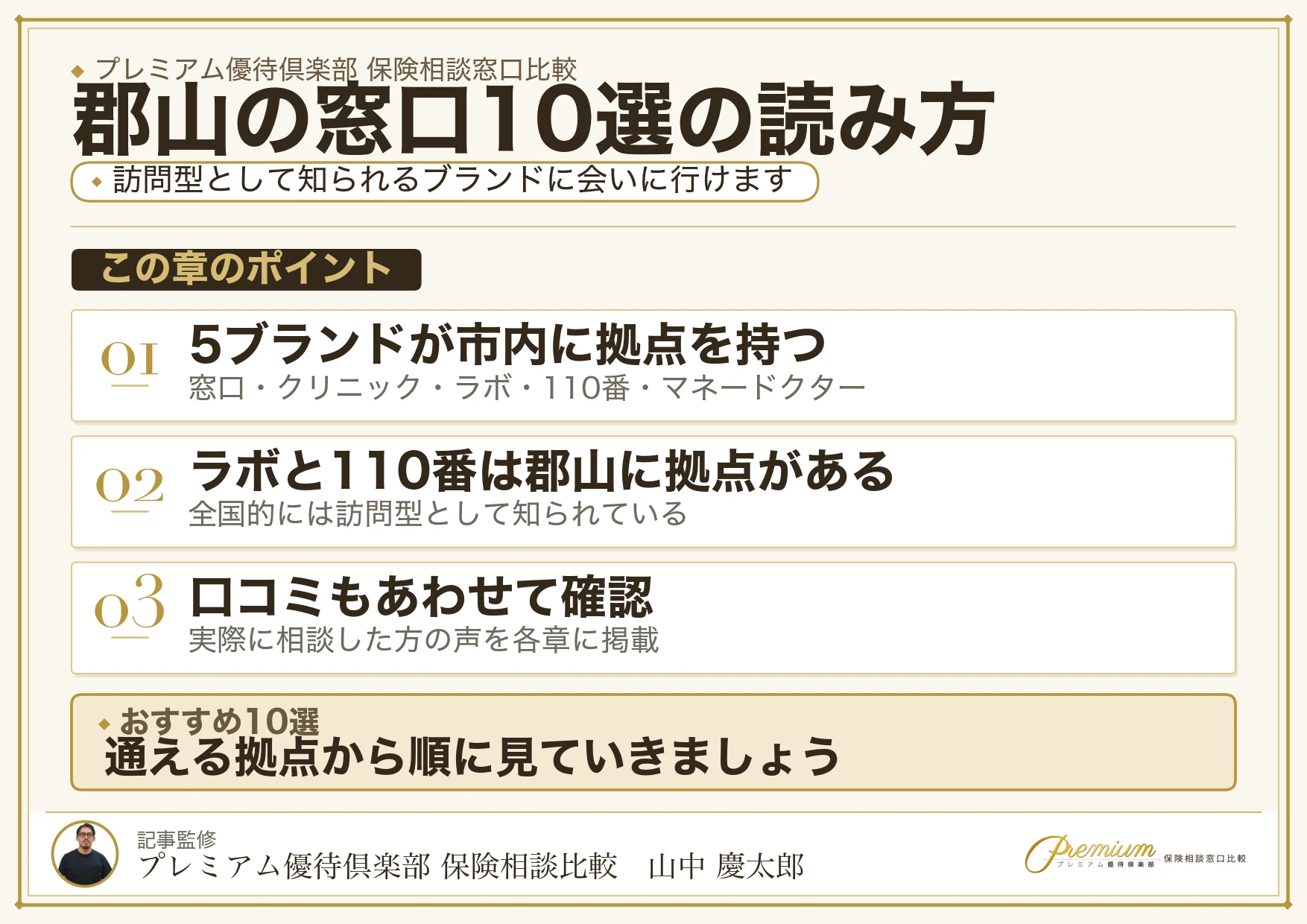 郡山でおすすめの保険相談窓口10ブランドの一覧図解
