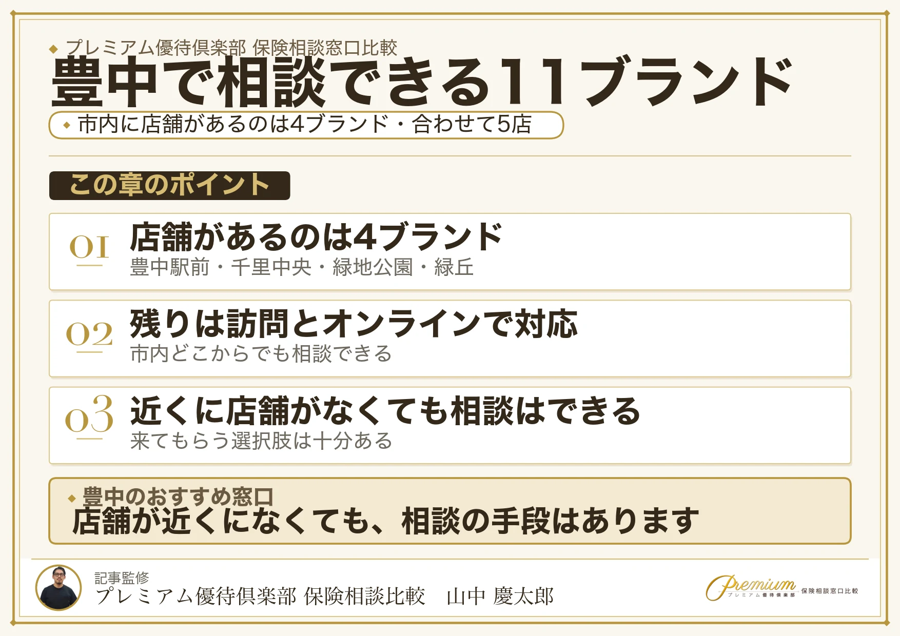 豊中でおすすめの保険相談窓口11選を整理した図解