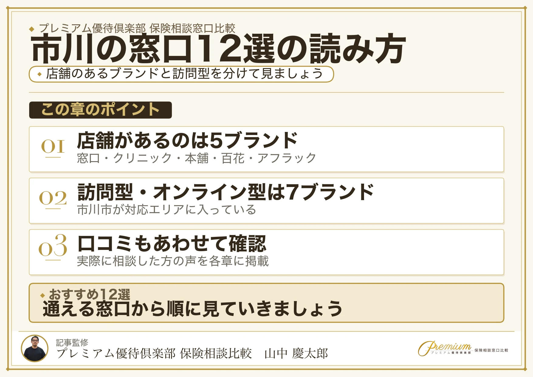 市川・本八幡でおすすめの保険相談窓口12選の読み方