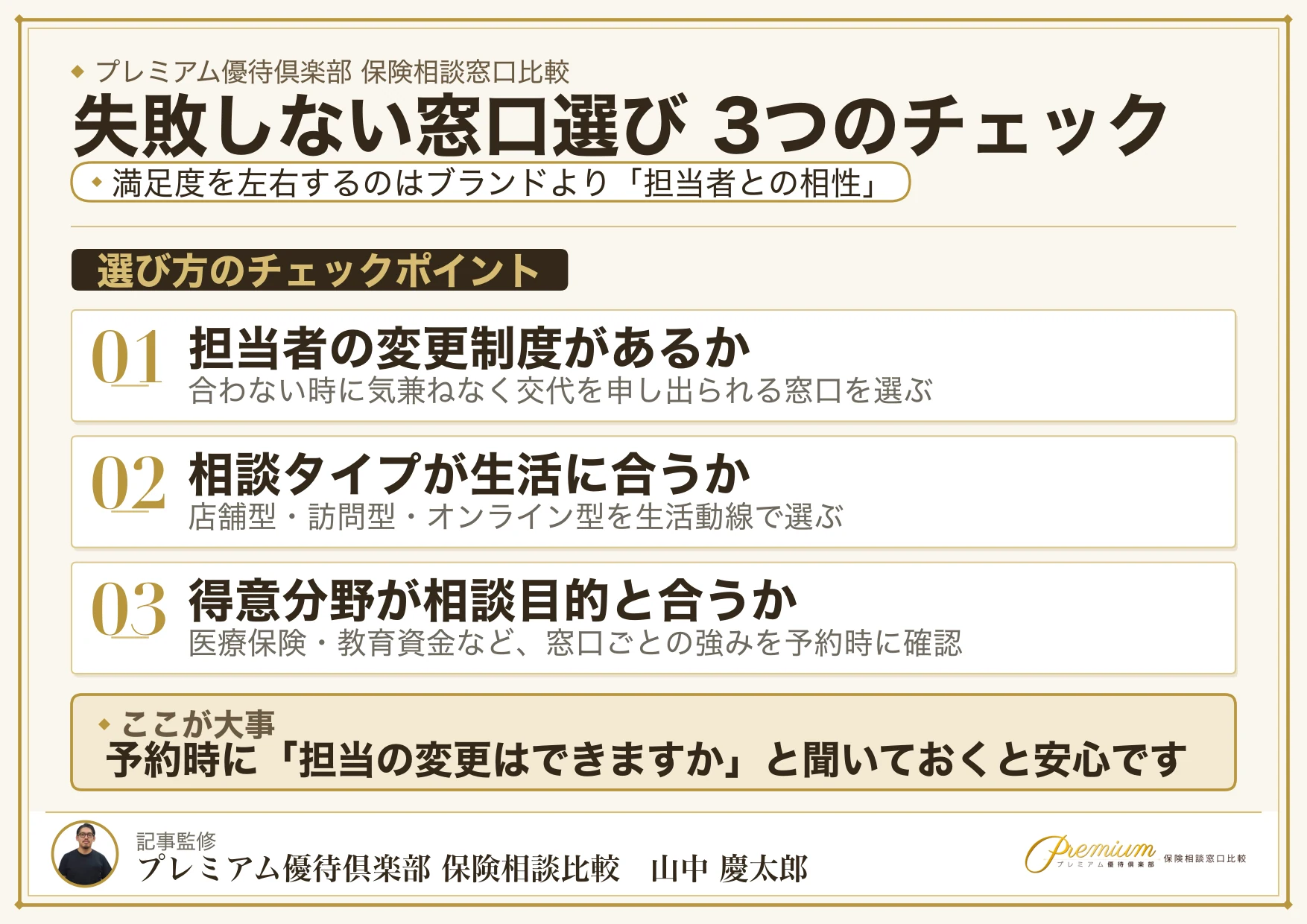 保険相談窓口の失敗しない選び方3つのチェックポイント