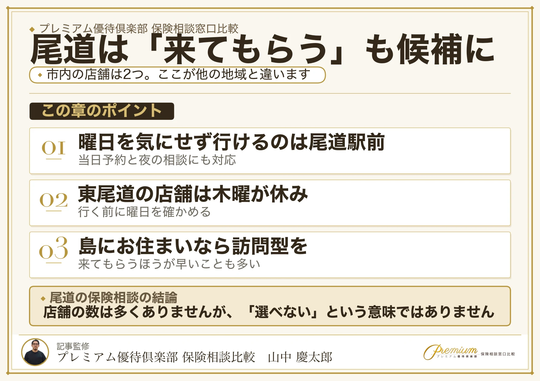 尾道の保険相談窓口の選び方を整理した図解