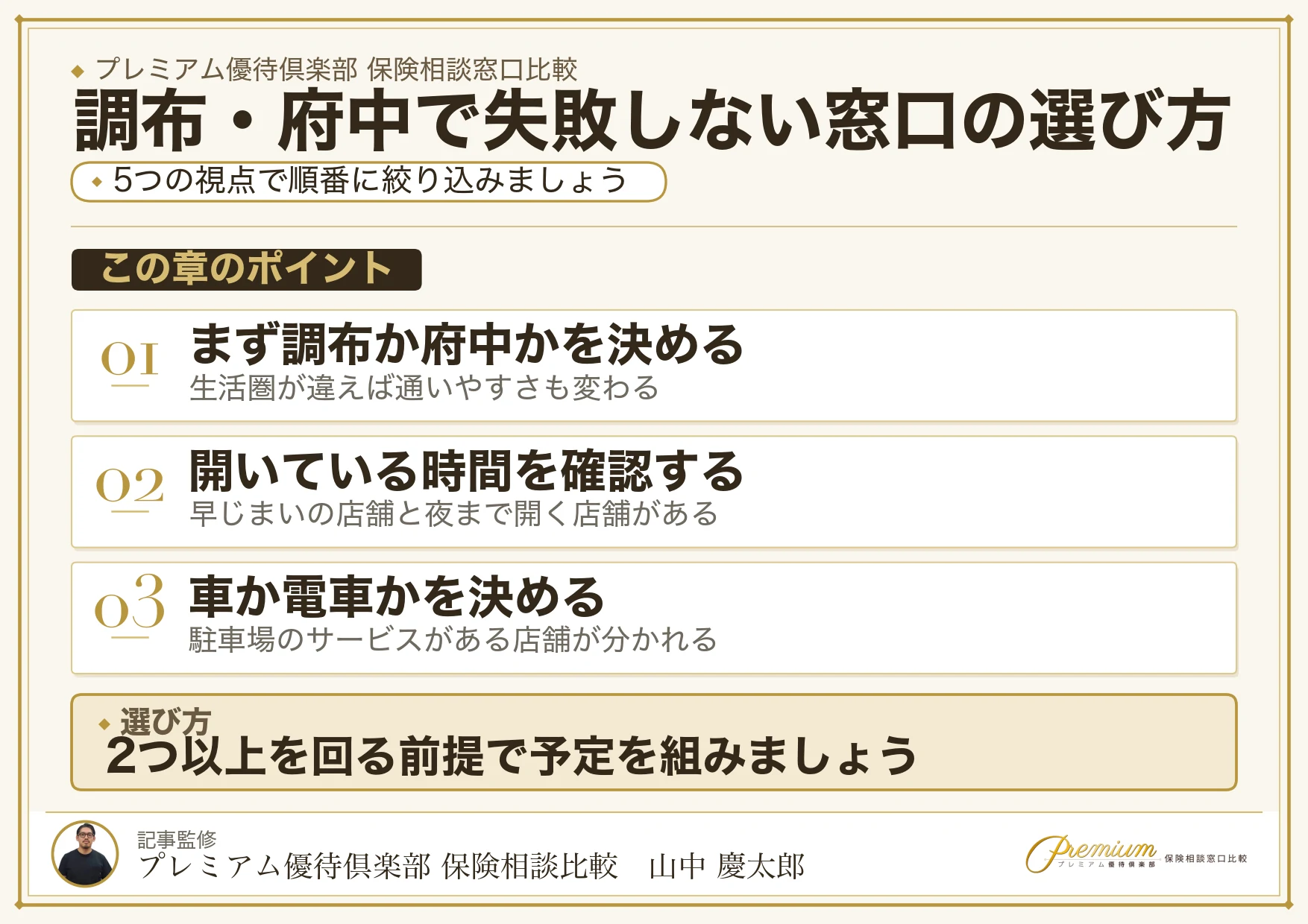 調布・府中で失敗しない保険相談窓口の選び方