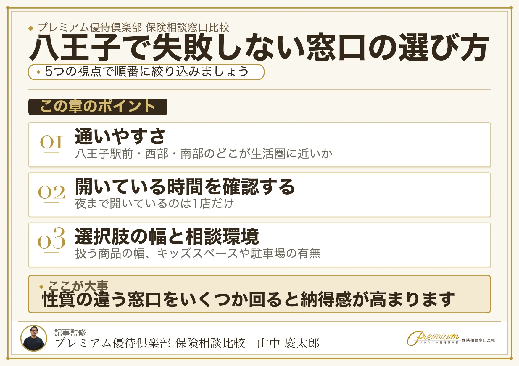 八王子で保険相談窓口を選ぶときの5つの比較ポイント