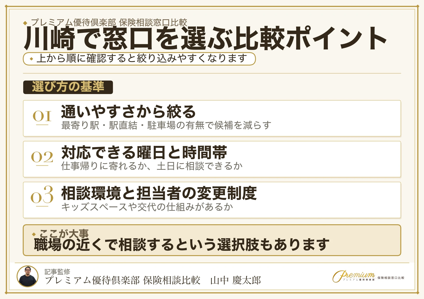 川崎で保険相談窓口を選ぶときの5つの比較ポイント