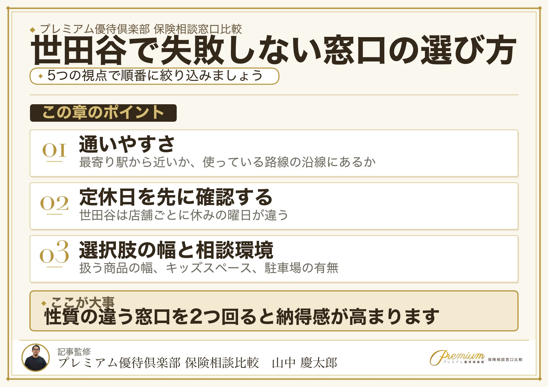 世田谷で保険相談窓口を選ぶときの5つの比較ポイント