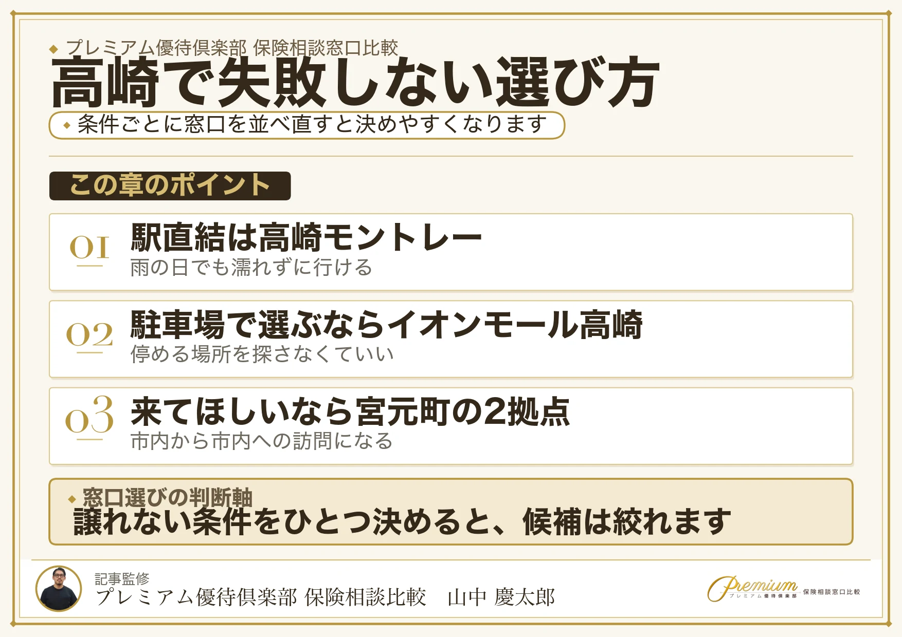 高崎で失敗しない保険相談窓口の選び方の図解