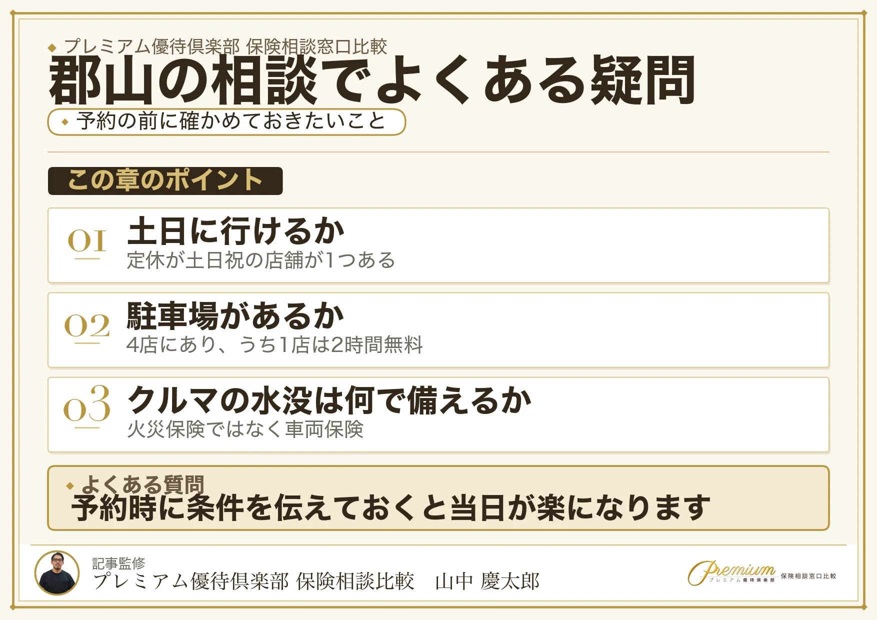 郡山の保険相談でよくある質問をまとめた図解