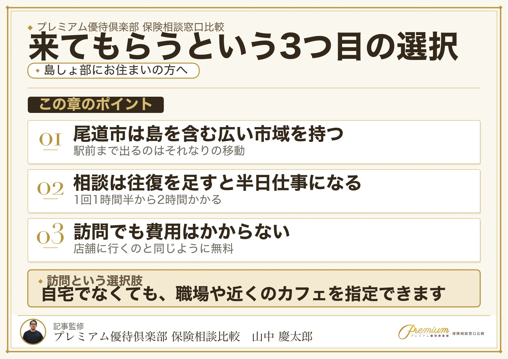 尾道で訪問相談を頼むという選択肢の図解