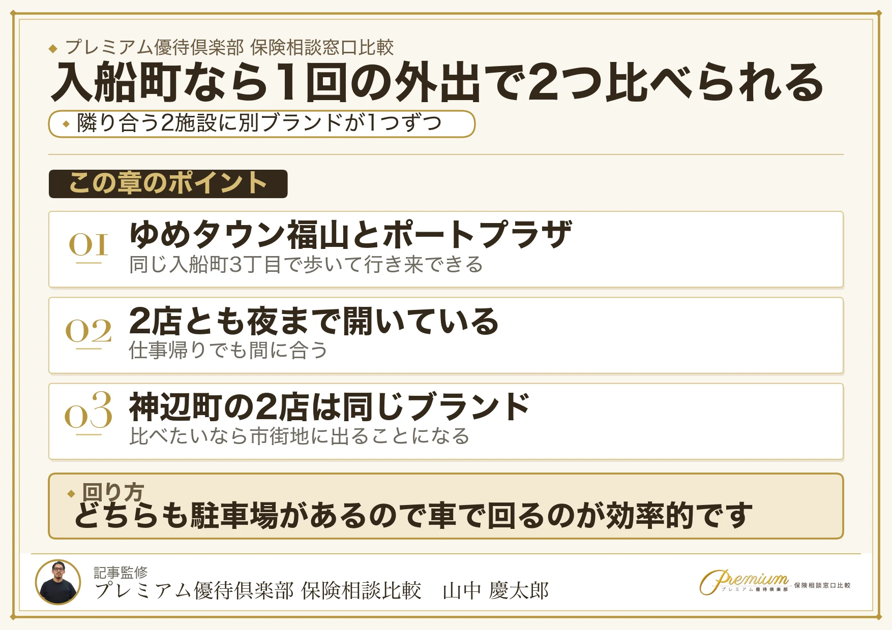 福山の入船町なら1回の外出で2つのブランドを比べられる