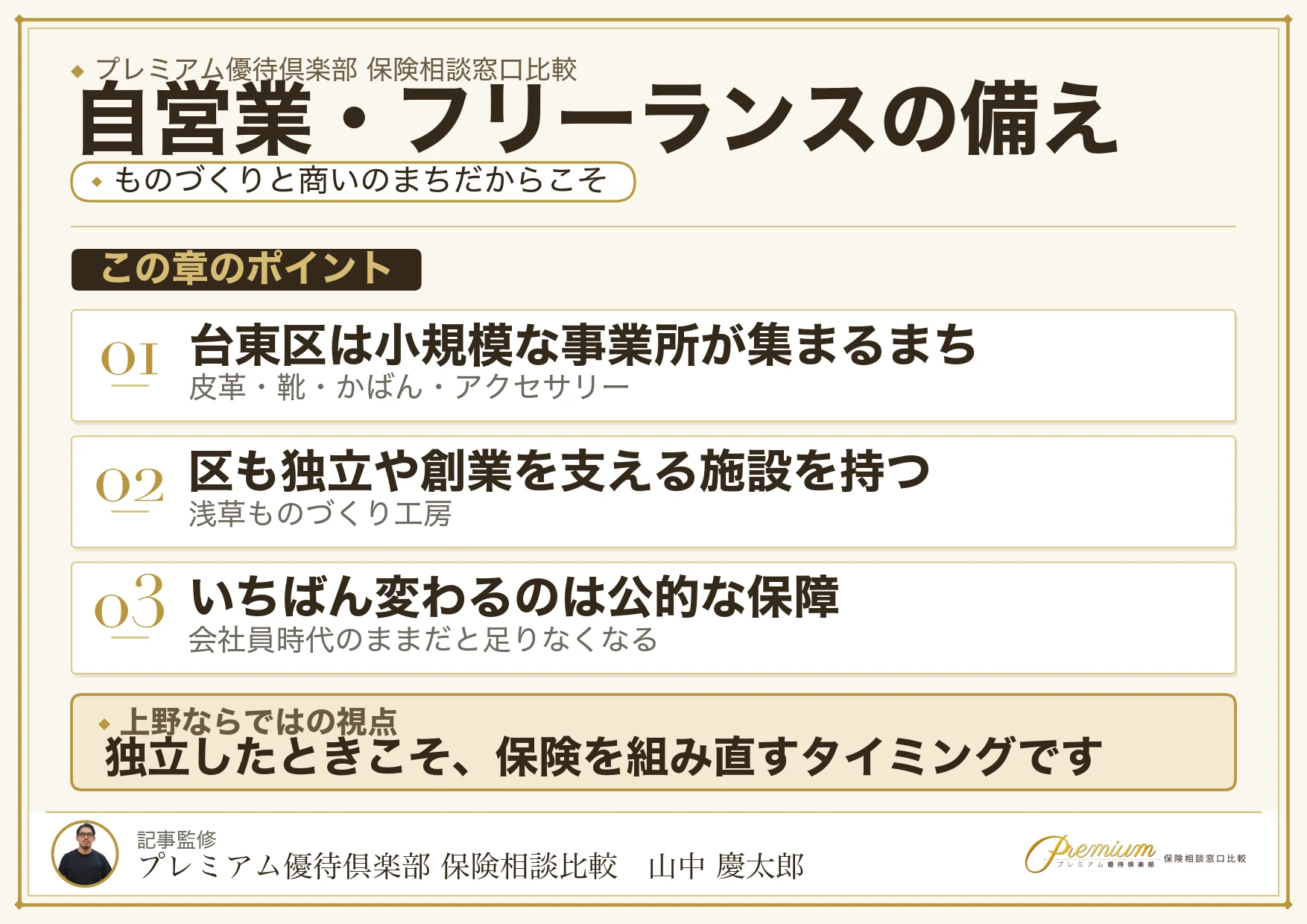 上野で自営業・フリーランスの備えを考える図解