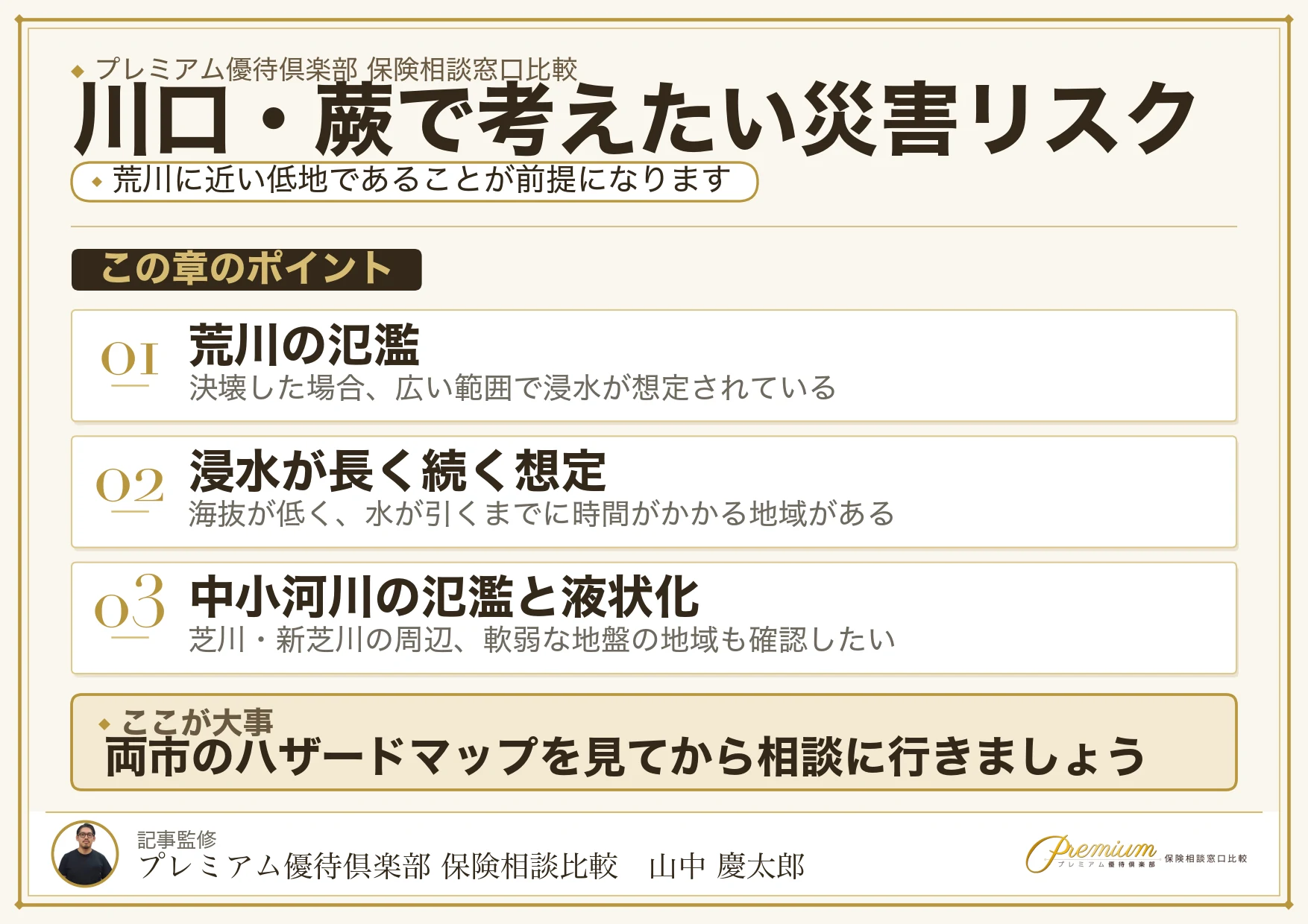 川口・蕨で保険相談時に確認したい浸水・地震のリスク