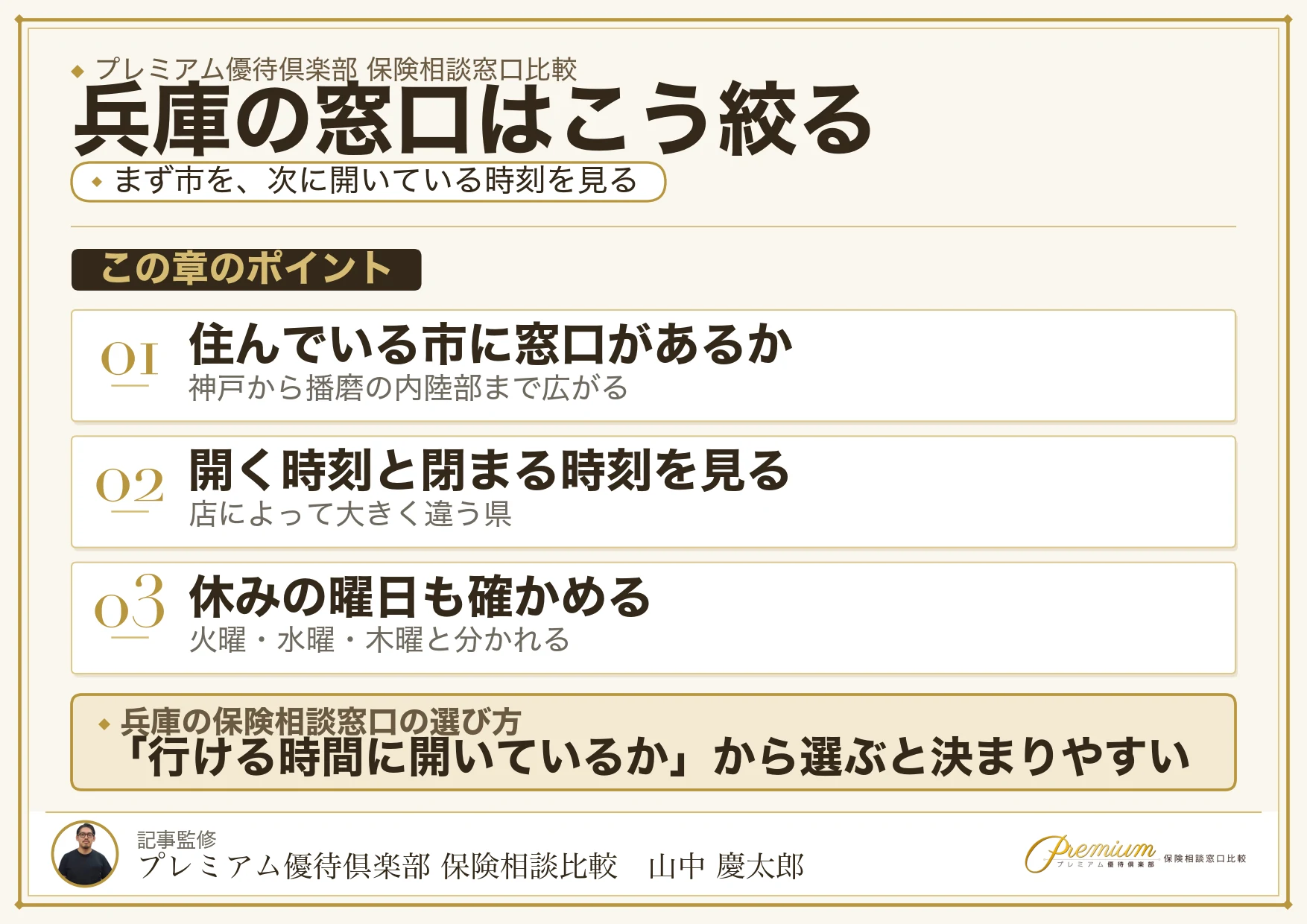 兵庫の保険相談窓口をエリアと時間帯から絞り込む3つの手順