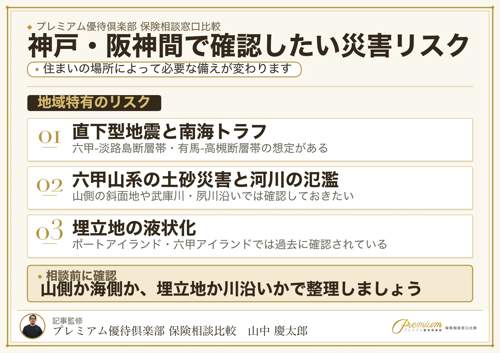 神戸・阪神間で保険相談時に確認したい地震・津波・土砂・液状化のリスク