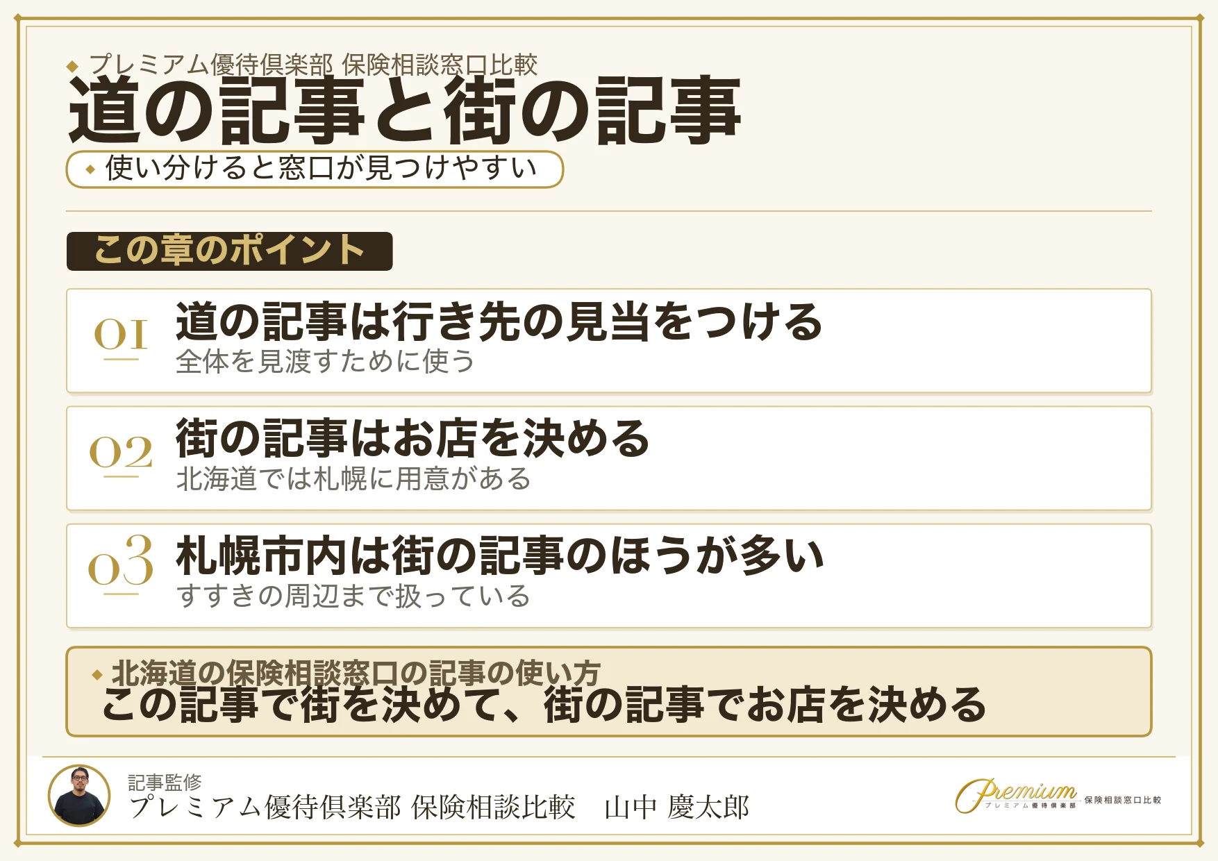 北海道の保険相談窓口は道の記事と街の記事を使い分ける