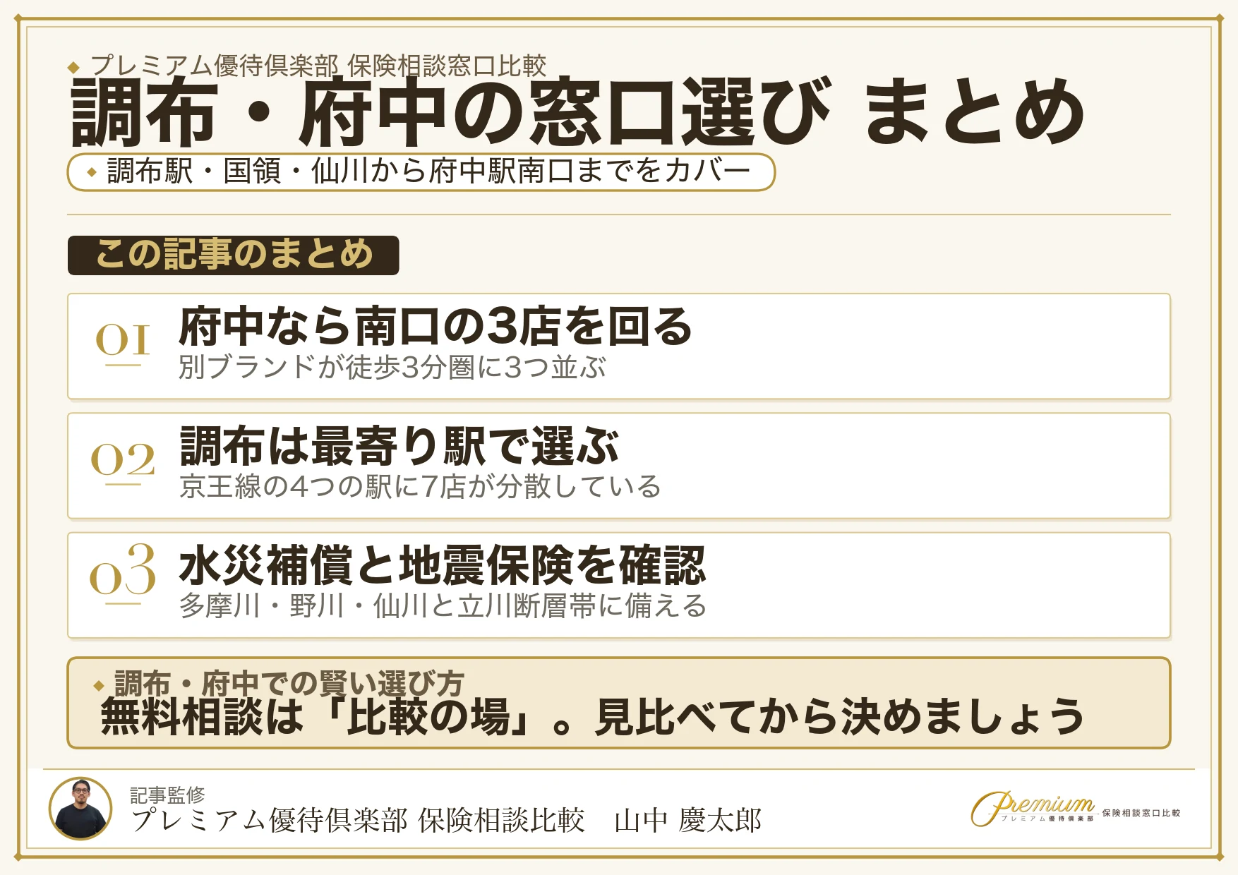 調布・府中の保険相談窓口選びのまとめ