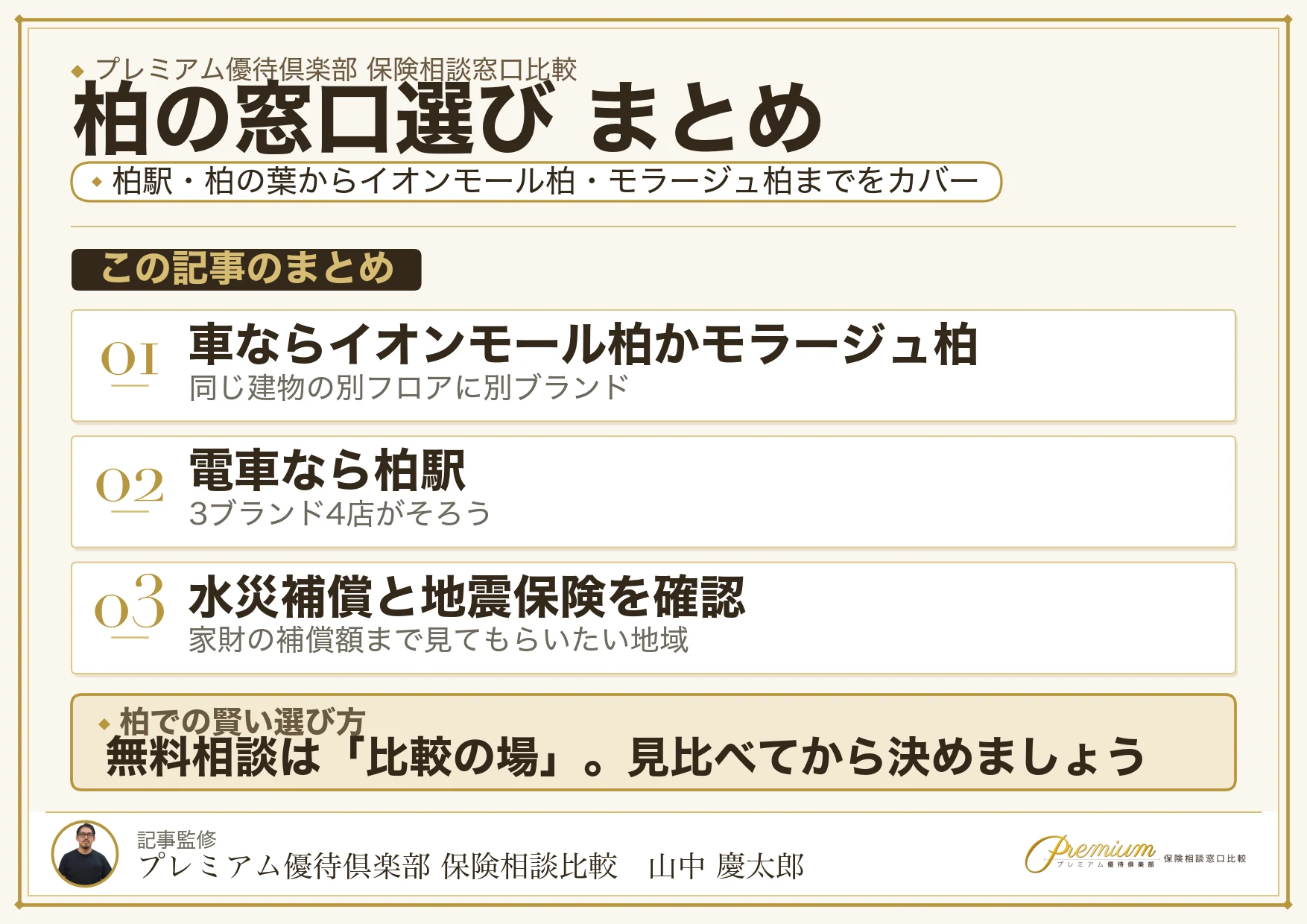 柏の保険相談窓口選びのまとめ