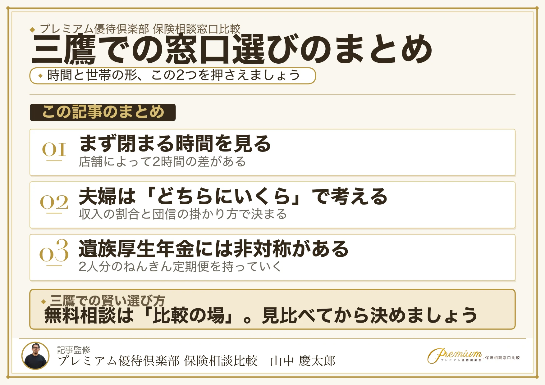 三鷹で自分に合った保険相談窓口を選ぶためのまとめ図解