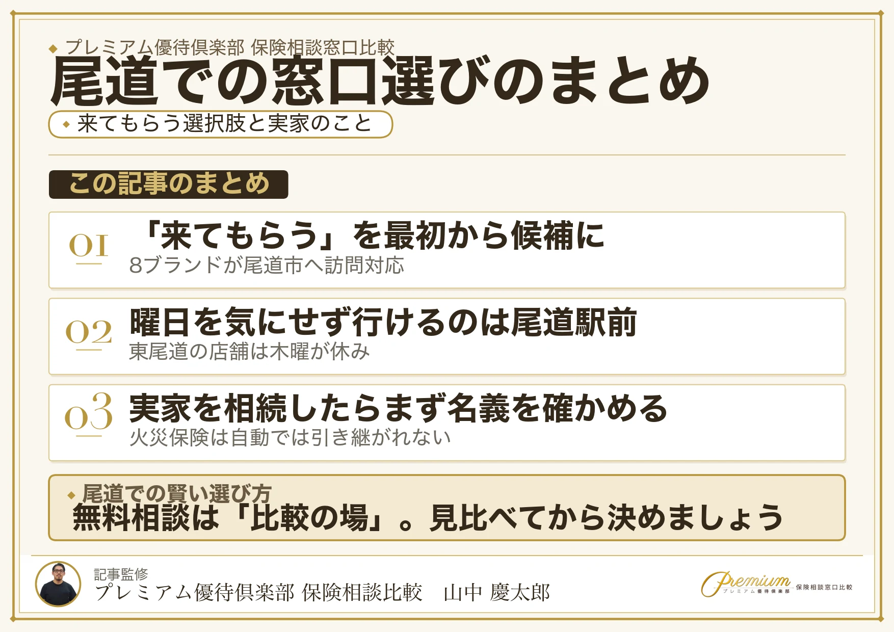 尾道で自分に合った保険相談窓口を選ぶためのまとめ図解
