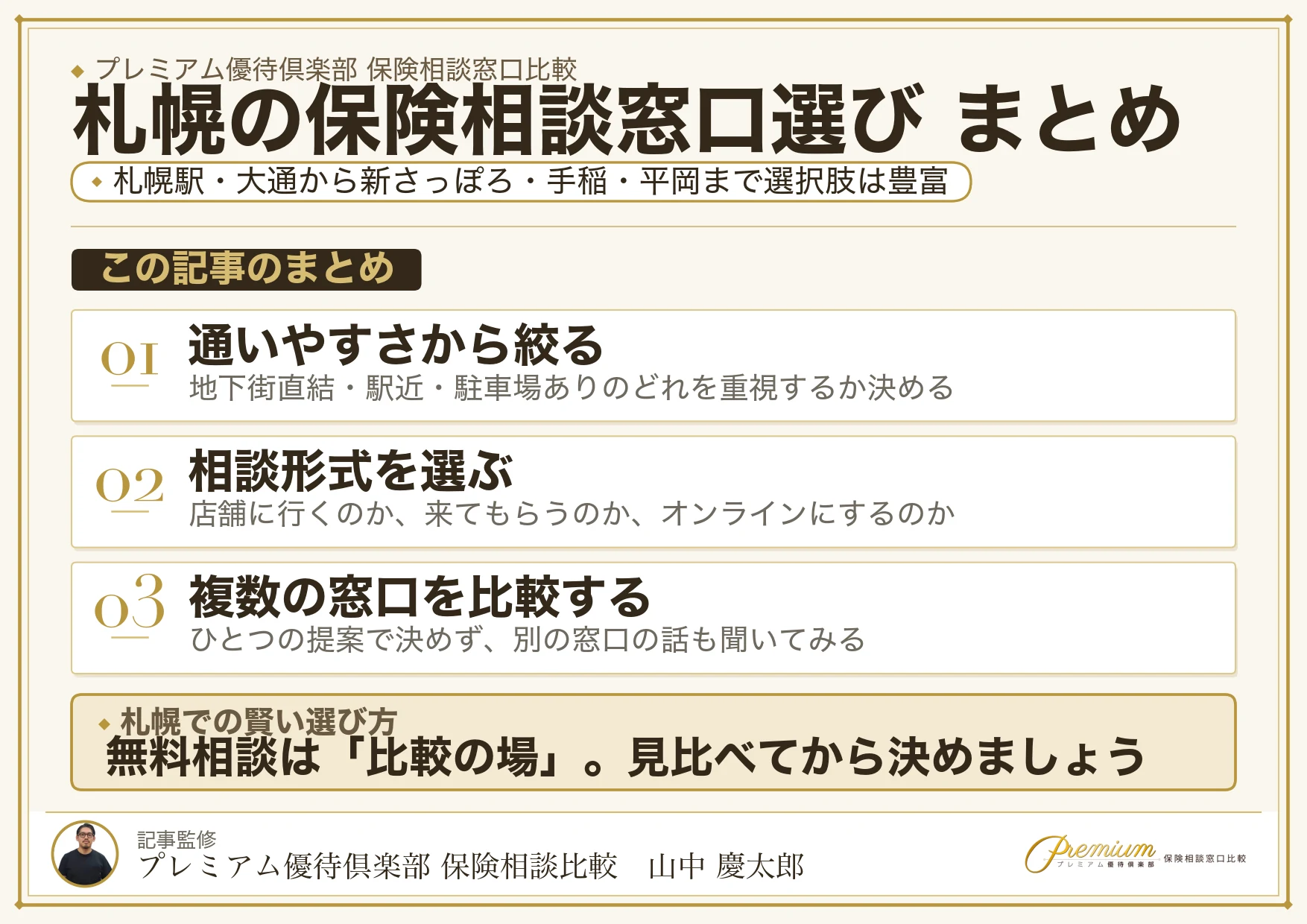 札幌で自分に合った保険相談窓口を選ぶための3ステップ