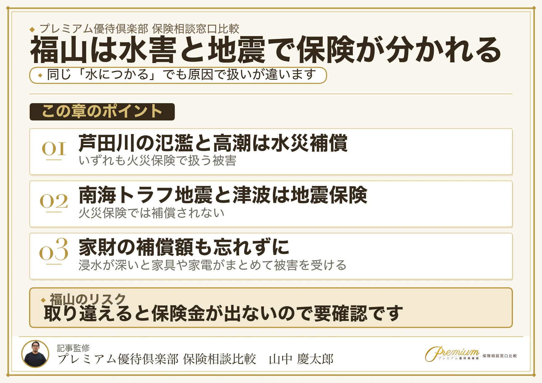 福山のリスクは水害と地震で保険が分かれる