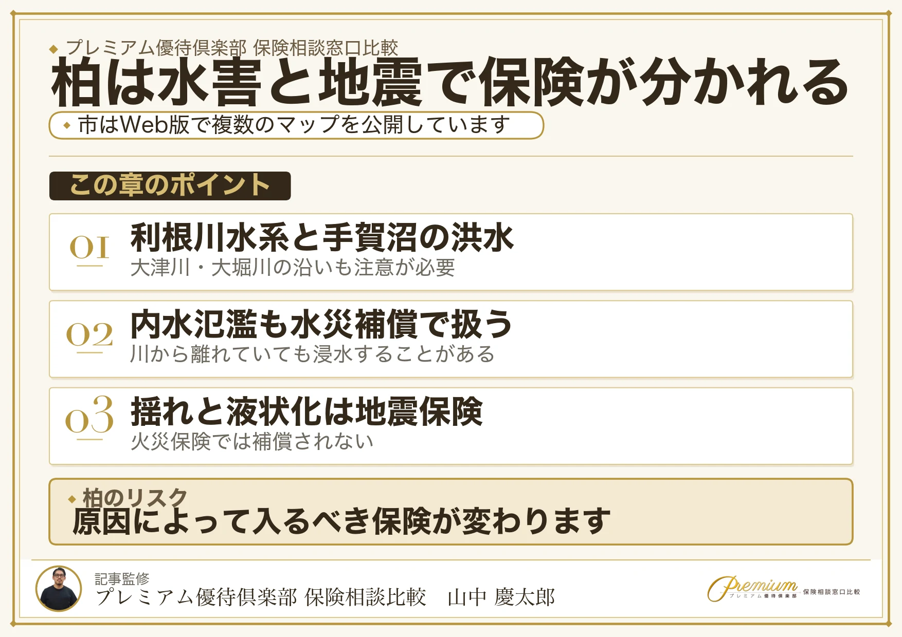 柏市のリスクは水害と地震で保険が分かれる