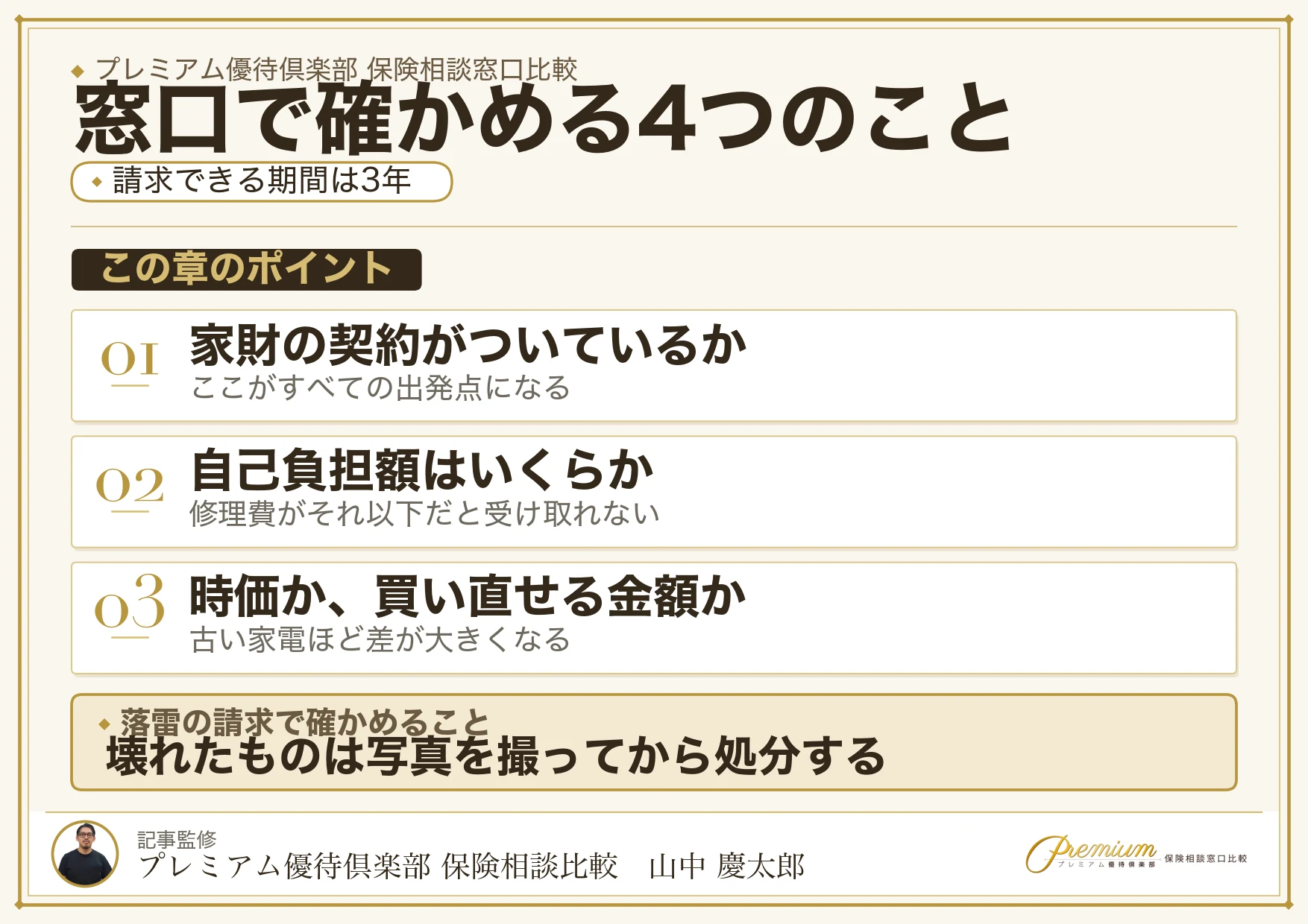 落雷の損害を火災保険に請求するときに窓口で確かめる4つのこと