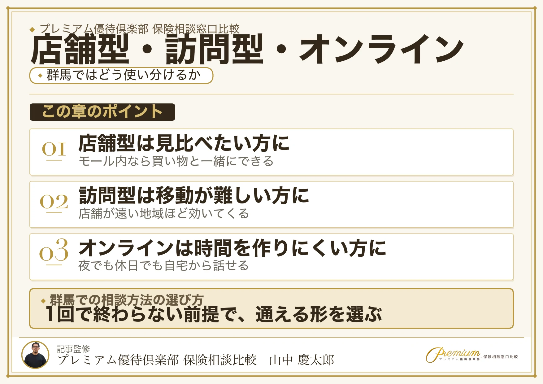 群馬の保険相談で店舗型・訪問型・オンラインを使い分ける基準