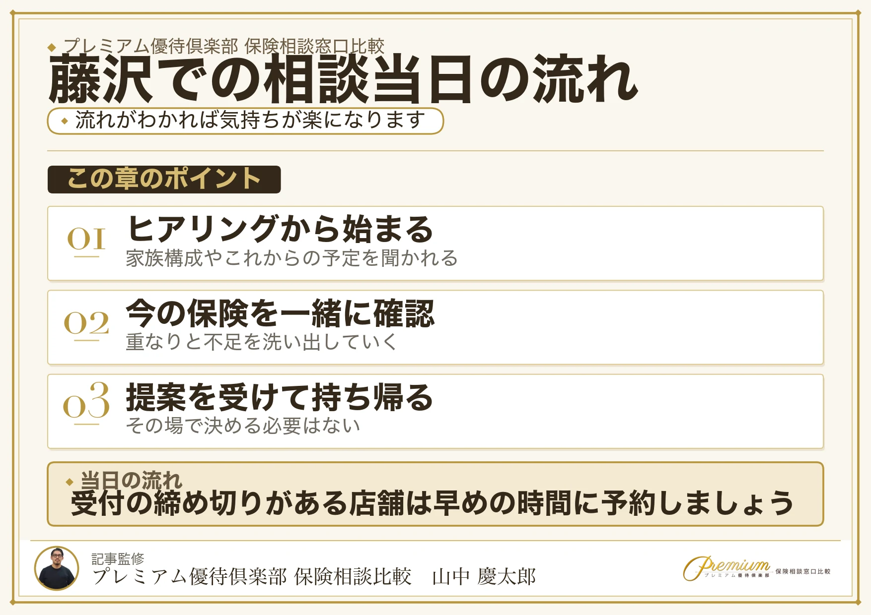藤沢・辻堂の保険相談当日の流れと持ち物
