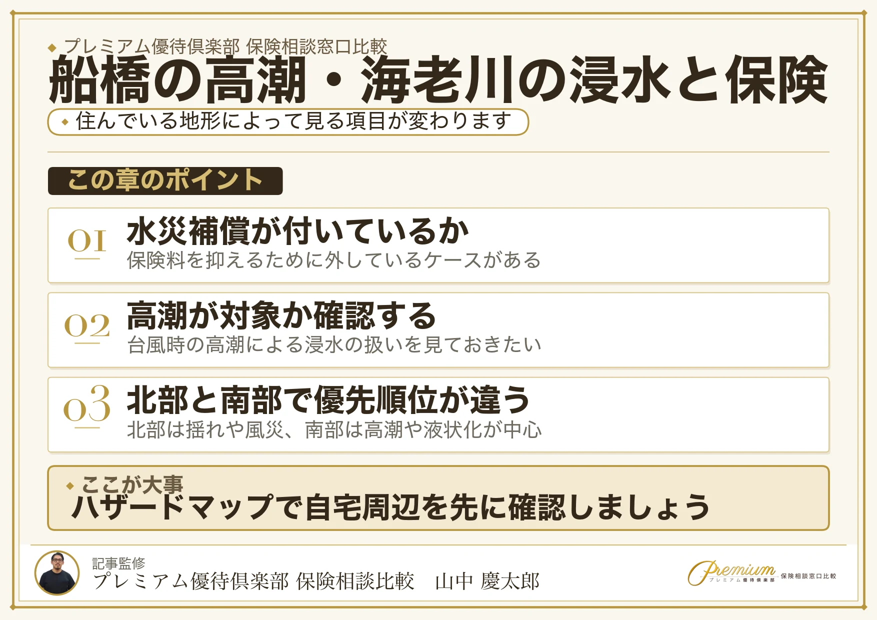 船橋の高潮・海老川の浸水リスクと保険相談で確認したい項目