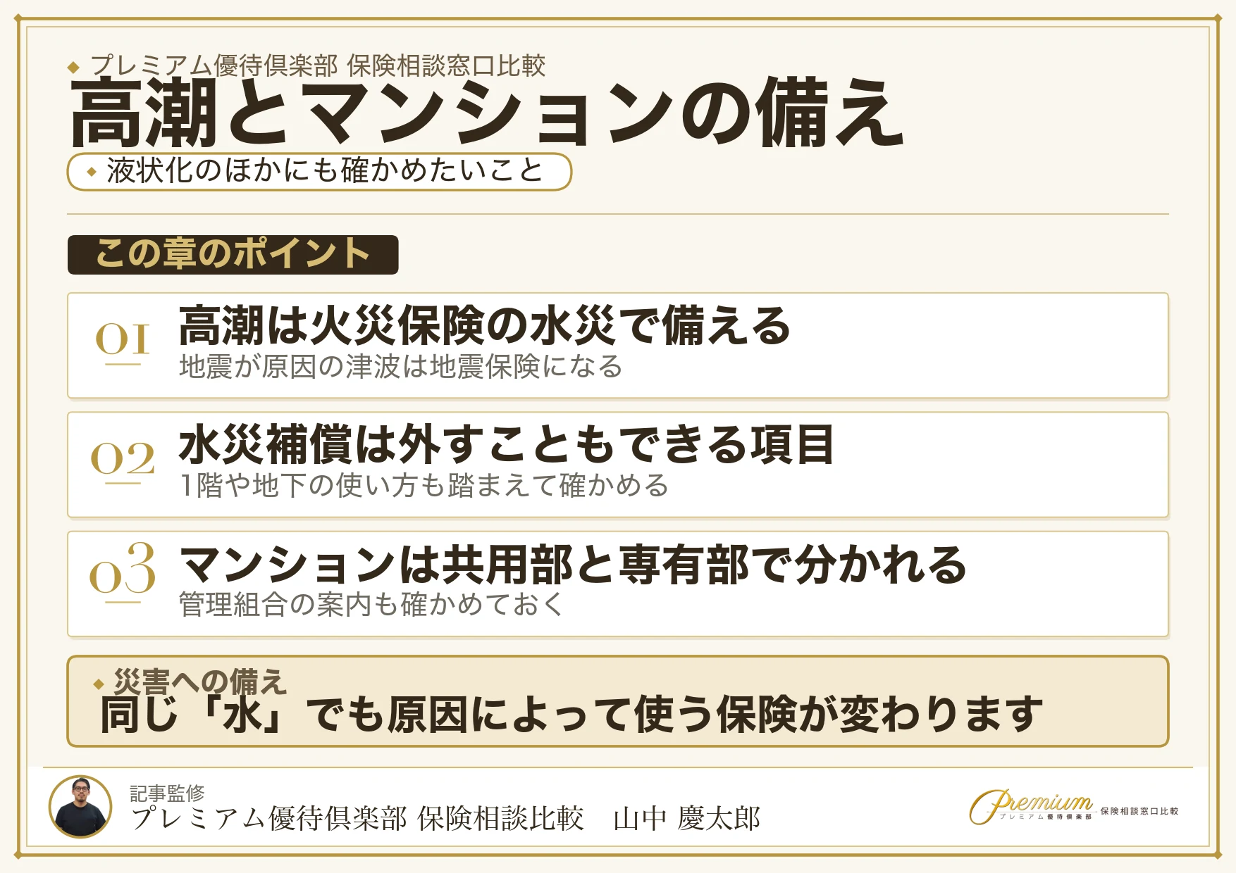 浦安の高潮の水災補償とマンションの備えを整理した図解