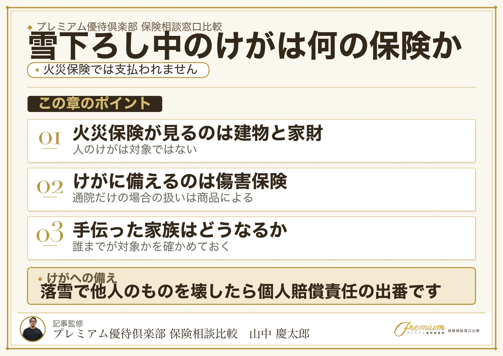 長岡で雪下ろし中のけがに備える保険の図解