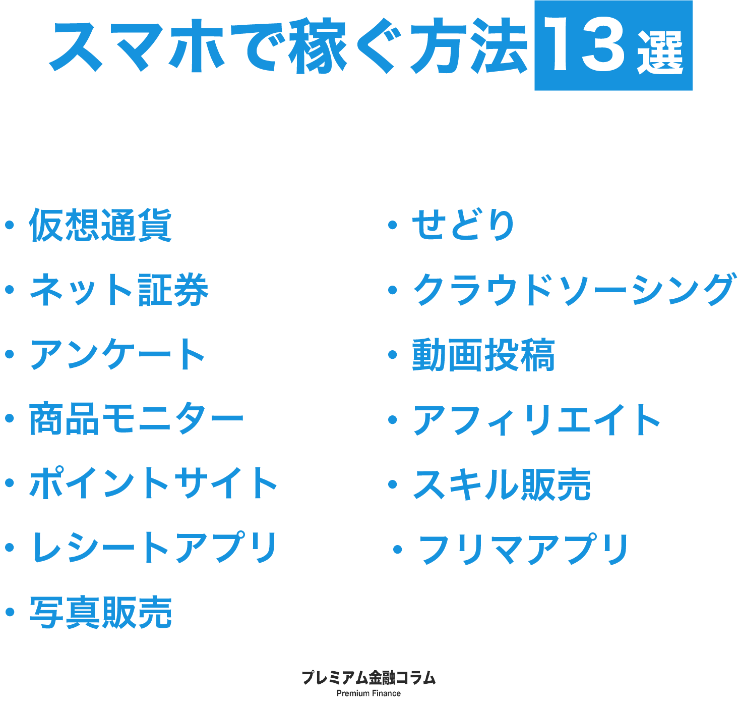 スマホで稼ぐ方法13選！初心者でも安全に稼げる副業などを厳選 - プレミアム金融Lab[プレミアム優待倶楽部]
