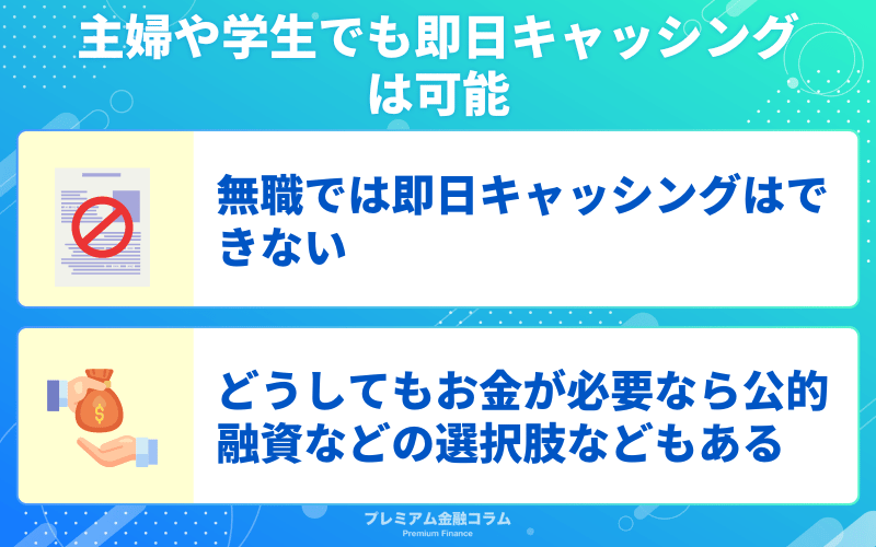 主婦や学生でも即日キャッシングは可能