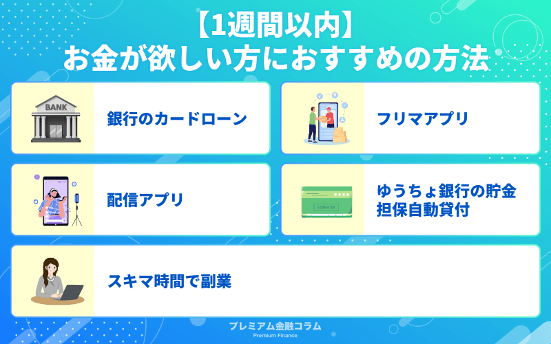 【1週間以内】お金が欲しい方におすすめの方法