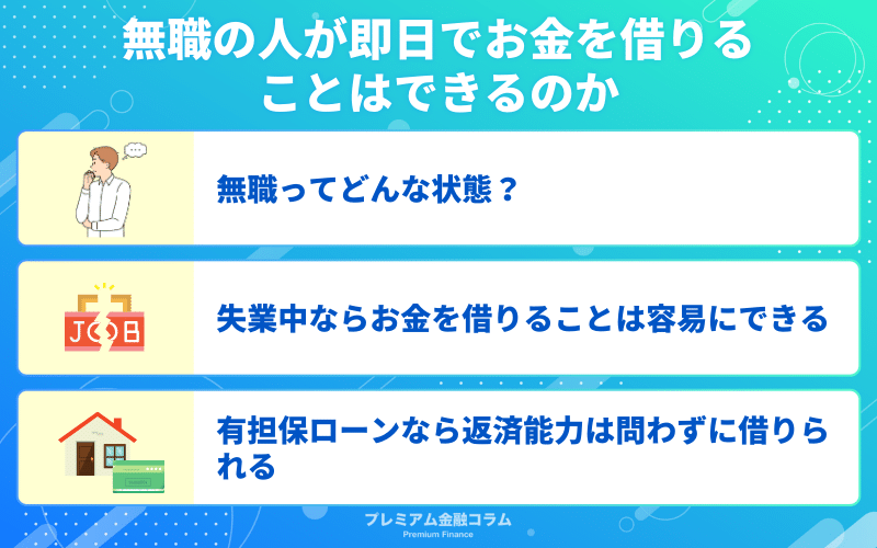 無職の人が即日でお金を借りることはできるのか