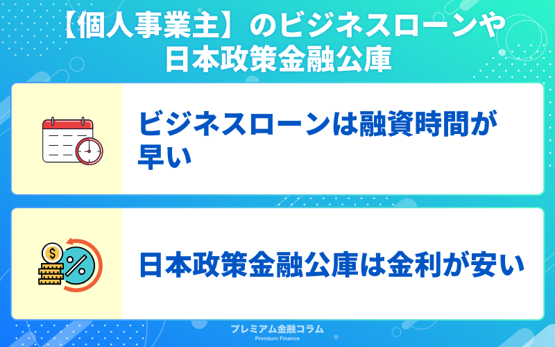 【個人事業主】のビジネスローンや日本政策金融公庫